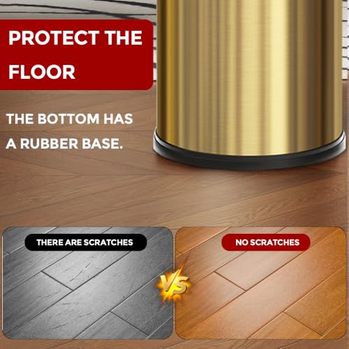 Image of Gold Trash Can, 8 Gallon Trash can with lid,Large Capacity FILP lid Kitchen Trash can for Bathroom,Shopping mall,Elevator gate,Airport, Hotel,Commercial (Gold)
