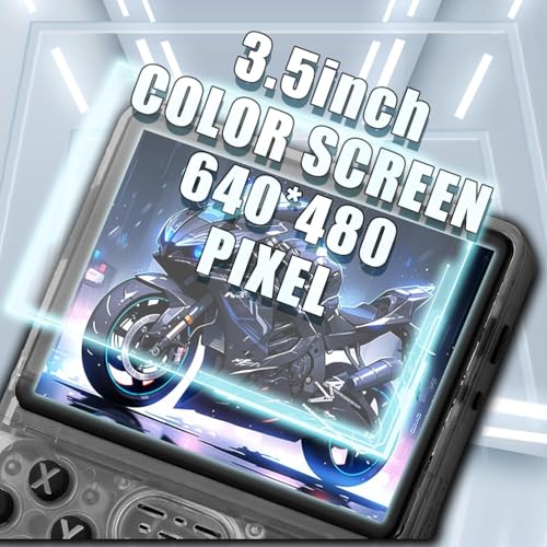 Image of Cubonic CrystalPlay ORIGINAL R36S DUal RAM Chips Handheld Gaming Console, Transparent PixelGlass Design, 3.5-Inch LCD Screen, RK3326 Quad-Core Processor, Dual Joysticks, Up to 256GB Expandable Storage, 3000mAh Rechargeable Battery (Matte Black)