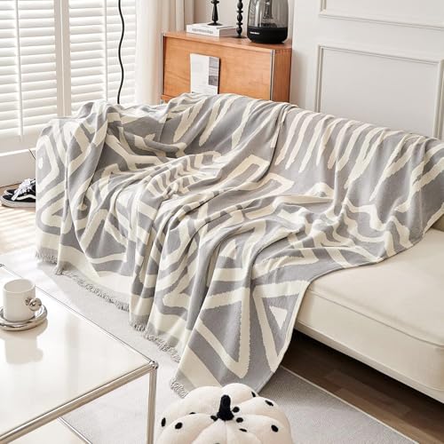 DREAMLANDING Sofa Covers Soft Durable Chenille Sofa Couch Covers Slipcovers Furniture Protector with Tassel for 1 2 3 Seater Loveseat L-shape Corner Futon Sofas for Dog(Boho Grey,180x265cm) - Image 3