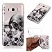 Produktbild Edaroo Samsung J5 2016 Hülle, TPU Silikon Schutz Handytasche Handyhülle Etui Klar Transparent mit bunt Motiv Schutzhülle Case für Samsung Galaxy J5 2016 - Schwarzer Blumen Schädel Totenkopf
