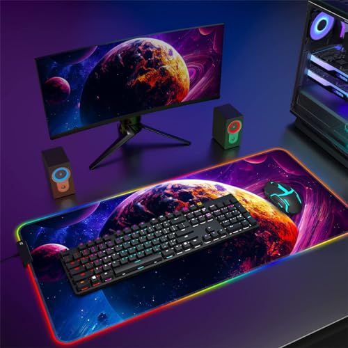 Tapis de souris grand format protégeant le bureau avec éclairage LED anti glisse - 2