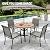 MELLCOM Outdoor Table and Chairs Set for 4, Patio Dining Set with 1 Round Metal Table and 4 Textilene Chairs for Backyard, Garden, Deck and Poolside