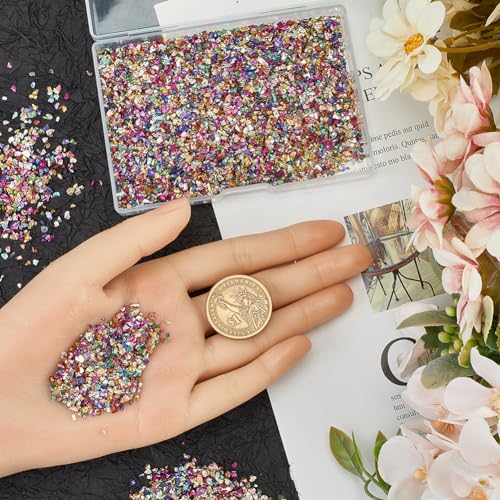 GORGECRAFT 1 Box Irregular Broken Glass Glitter Colorful Crushed Glass Chips 100gG Sequins Metallic Gravel Craft Art for Coasters Ornament Jewelry Making Vase Filler DIY Resin - Image 4