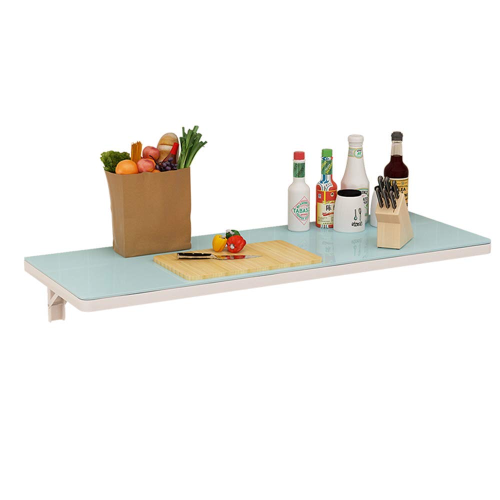 Table pliante en verre trempé blanche murale pour petit espace cuisine