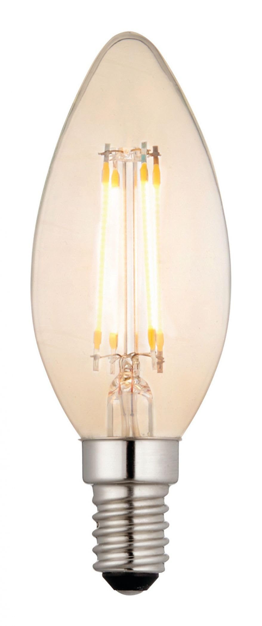 Endon Amber 93027 4W Filament Led Candle, E14, Dimmable, 2500K, 360Lm,