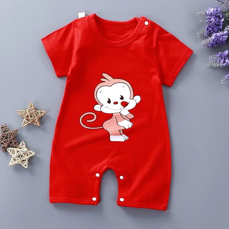 Image of Bold N Elegant Cute Cartoon Print Cotton Newborn Baby Boy Girl Rompers Jumpsuit Baby Onesie Bodysuit for Little Kids