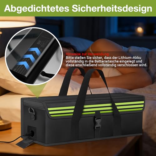 Bolsa para batería ebike ignífuga e impermeable de 51 cm con diseño de rayas para transporte 7