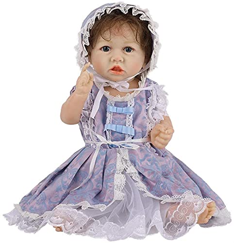 MWKL 58cm Reborn Puppe Lebensechte Realistische Badebar Niedliche Vollsilikon Körper Wiedergeburtspuppe 22 Zoll Reborn…