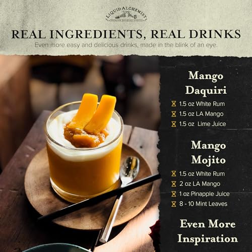 Image of Liquid Alchemist Mango Syrup for Drinks - Real Ingredients Make our Mango Puree for Cocktails the Perfect Margarita Mix - Our Tropical Flavoring Syrup is Non-GMO & Vegan (25.4 oz)