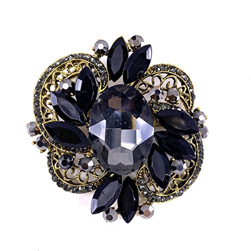 Image of LAXPICOL Women's Large Sparkly Crystal Flower Brooch Pin Fashion Statement Broach Pin