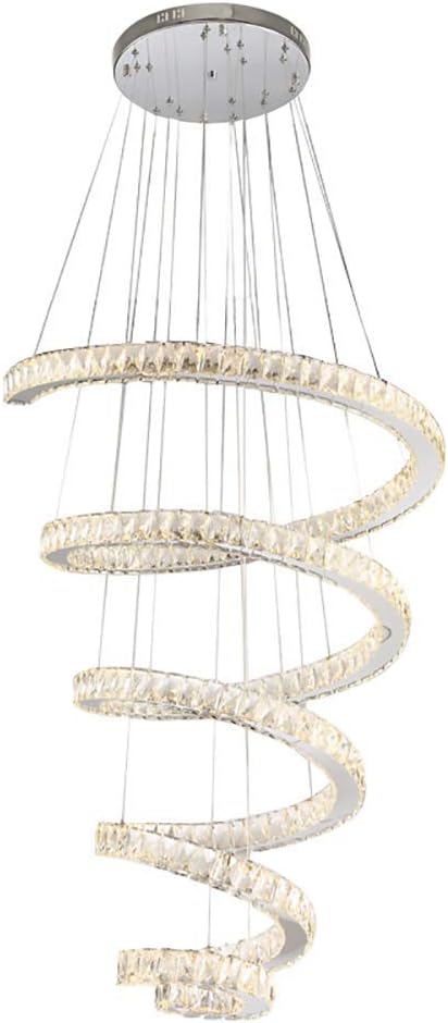 LgoodL Modern Luxury K9 Crystal Long Chandelier Large Stair Spiral Crystal Chandeliers Lighting Hanging Line Lamp Trichromatic Light D80xH220CM