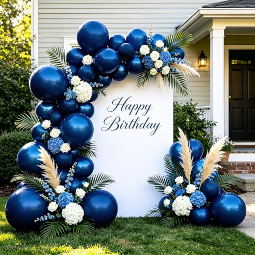 Image of 108Pcs Double Stuffed Navy Blue Balloon Garland Arch Kit