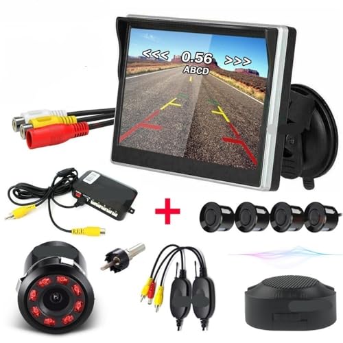 Radar de marcha atrás inalámbrico para coche, sensor de aparcamiento visible, kit de detector de radar de asistencia de video de 5 pulgadas, monitor TFT con cámara de visión trasera, radar de marcha
