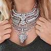 CCBFY Long Tassel Chunky Boho Coin Statement Necklace For Women Silver