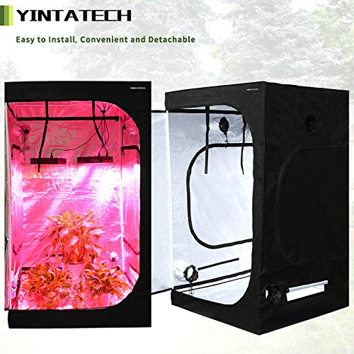 YINTATECH 48"x48"x80" Plant Grow Tent, Reflective Mylar 600D Oxford Fabric Growing Room, with Waterproof Floor Tray, for Indoor Gardening Hydroponic Plant Germination Growing - Thumbnail 2