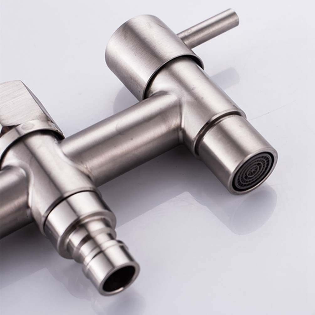 Brushed Nickel 304 Stainless Steel Cold Water Wall Tap Garden Piscinas Two Functions Washing Machine Water Tap Basin Faucet Bibcock