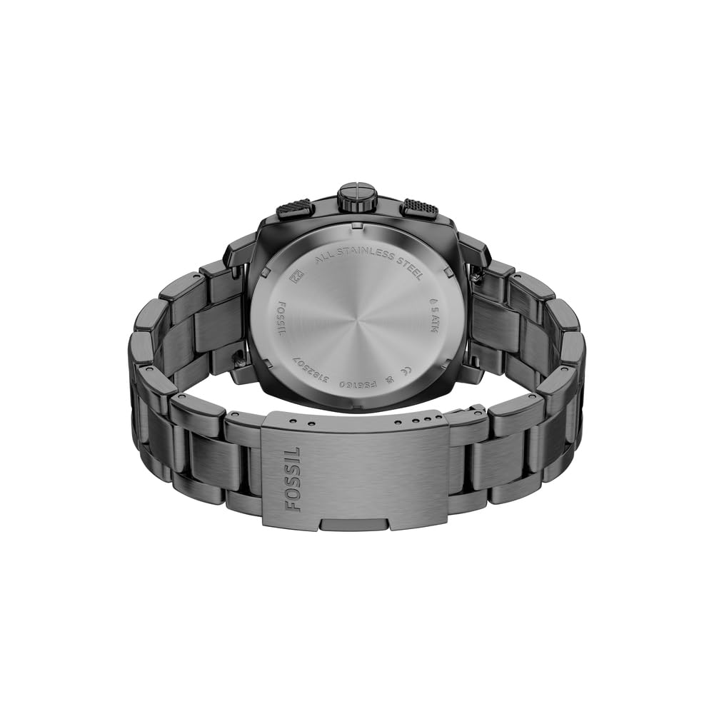 Fossil New Machine Reloj para Hombre, Movimiento cronógrafo de Cuarzo de 44 mm con Correa de Acero Inoxidable o Cuero