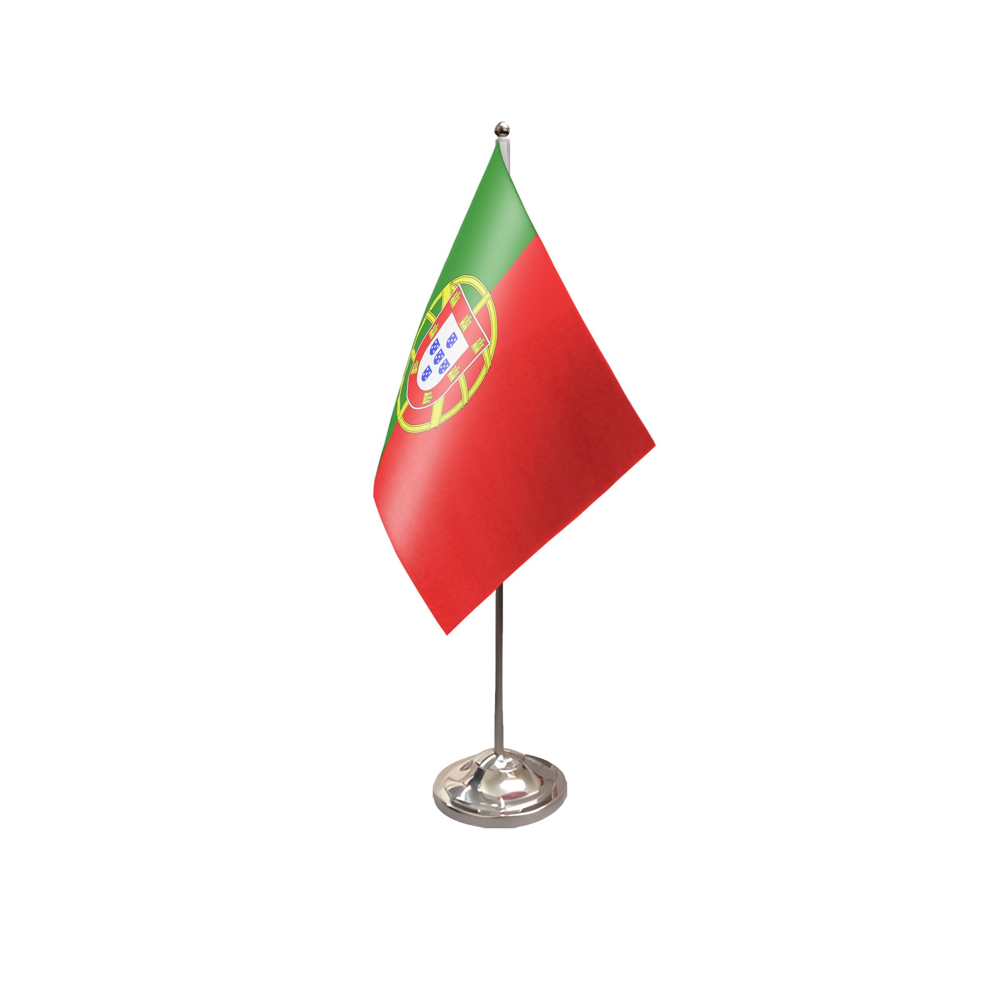 Flagtex Portugal Satin Table Flag With Chrome Pole & Base