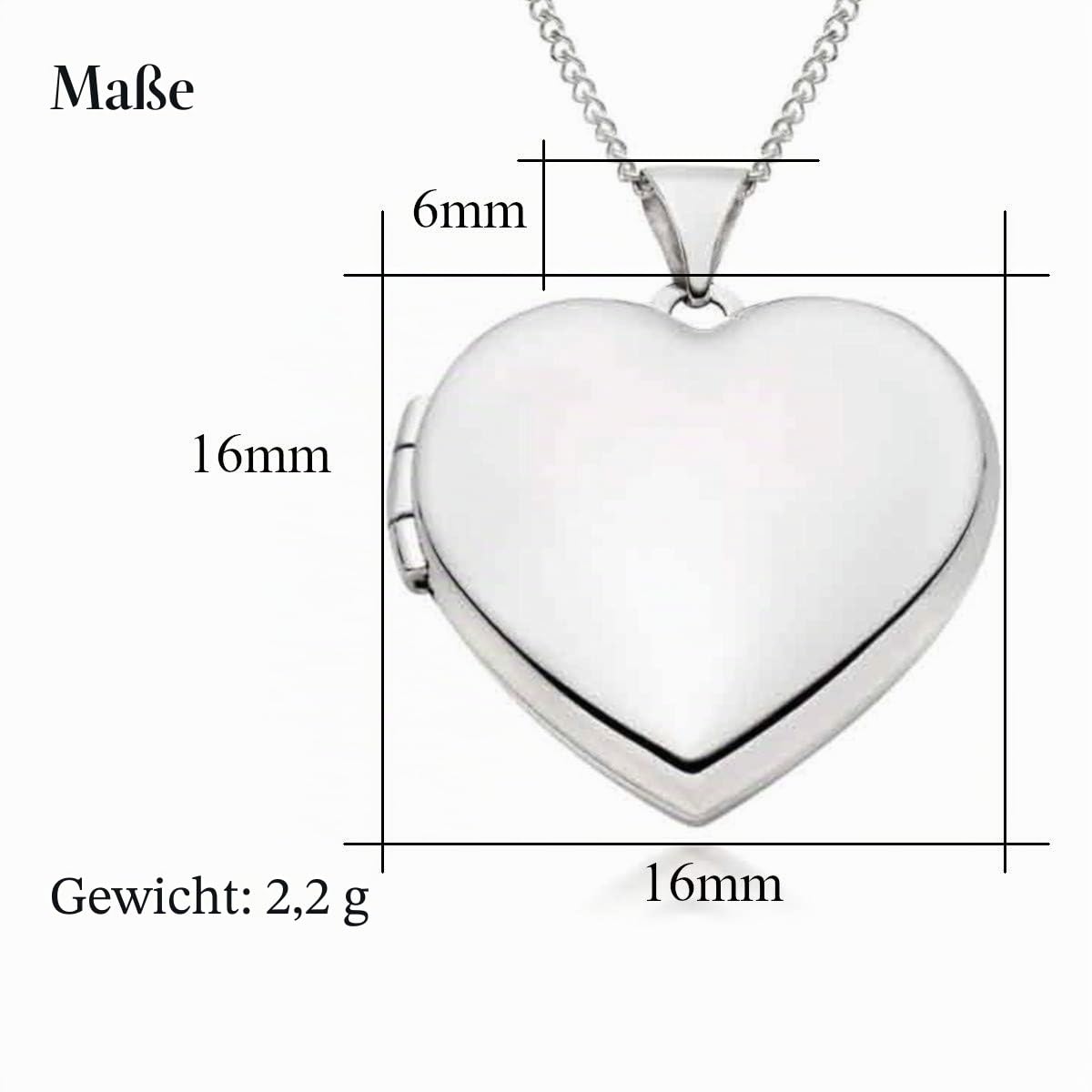 Alexander Castle Schlichte Klein Herzen 925 Sterling Silber Kette mit Foto Medaillon für Mädchen Kinder - 16mm x 16mm - 18" Sterlingsilber Foto Kette & Schmuck Geschenk-Box