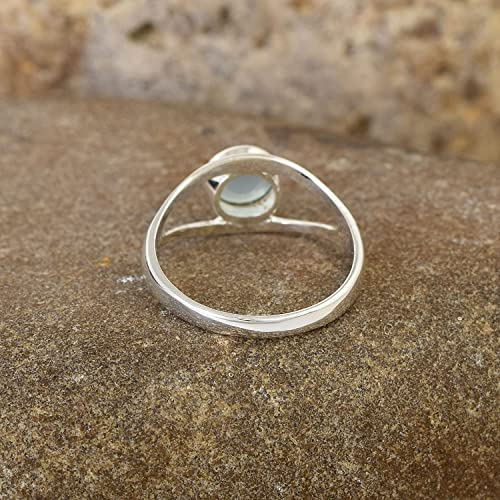 Bague de fiançailles calcédoine femme argent sterling 925 véritable - 4