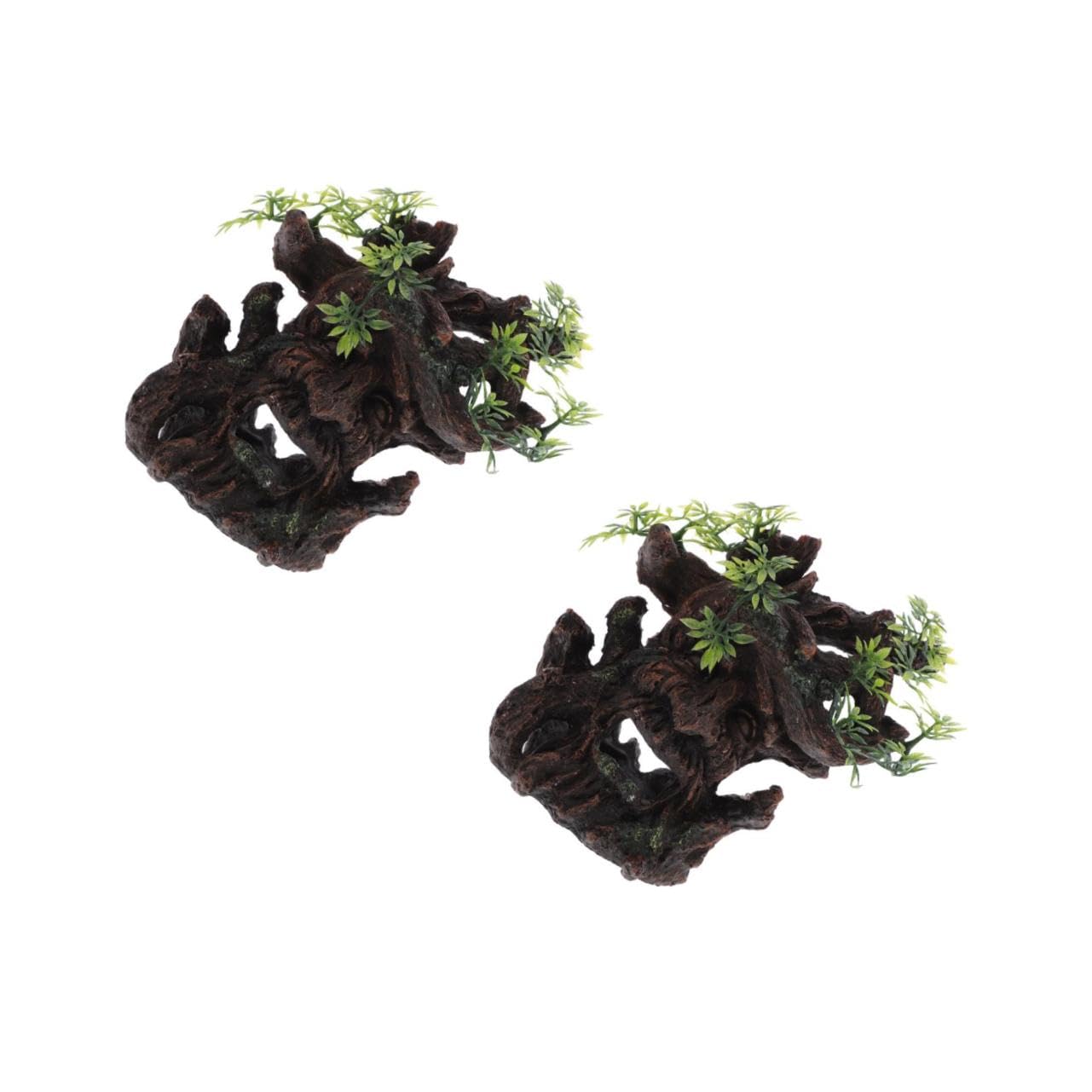 BESPORTBLE 2 Piezas Tratamiento De Pecera Accesorios para Peceras Adornos Mini Alimentador Estanque Cueva Falso Aerodinámico Decoración De Tocón De Broma Grandes Adornos para Acuarios Resina