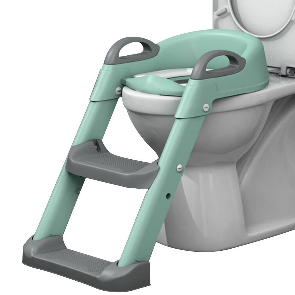 Adjustable Potty Training Seat with Ladder for Boys & Girls, Foldable Toilet Chair with Armrests & Splash Guard