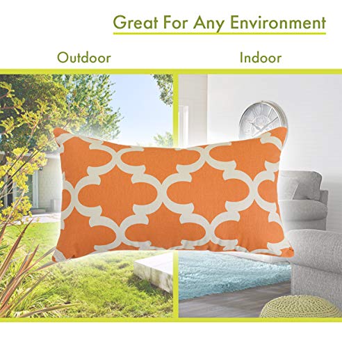 Majestic Home Goods Peach Trellis Indoor / Outdoor Small Throw Pillow 20" L x 5" W x 12" H - Thumbnail 6