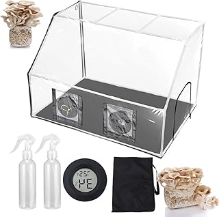 Home Mushroom Monotub Kit with Inflatable Mushroom Grow Environment - Portable Inflatable Mushroom Nursery with Plugs & Filters for Fresh Air Exchange Transparent