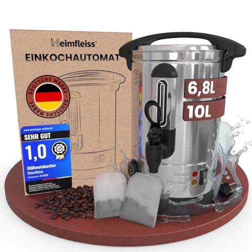 Heimfleiss® Glühweinkocher 6,8L aus Edelstahl | 1500W...