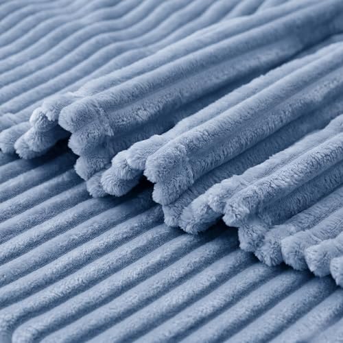 Image of Cotton Bolls Textiles Cozy Plush AC Blanket for Single Bed, Lightweight All Season Blanket, Ultra Soft Blanket for AC Room, Mild Winter, Can Be Used as Bedsheet in Winter, 60x90 Inches, Pencil Blue