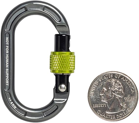 Notch Micro Carabiner Screw Lock Gate - Versatile Tool for Arborists and SRS Climbing, Gate Opening: 0.4, Height: 2.3, Tensile Strength: 900 lbs. Weight: 0.49 oz (99379)