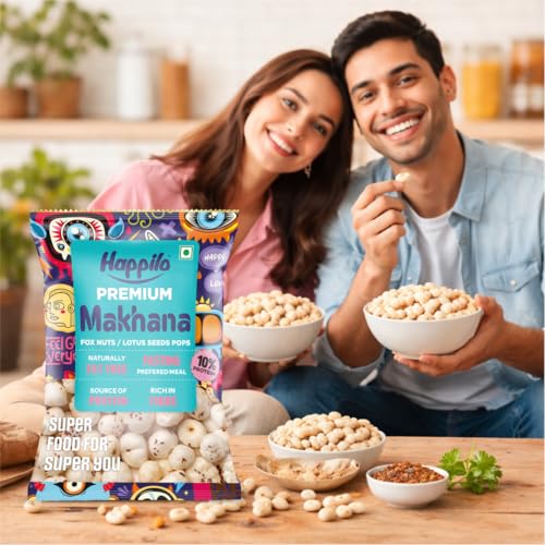 Image of Happilo Premium All Natural Fox Nuts (Phool Makhana) 100g (Pack of 5) | Lotus Seeds, Gorgon Nuts, Puffed Kernels, Hand-Picked
