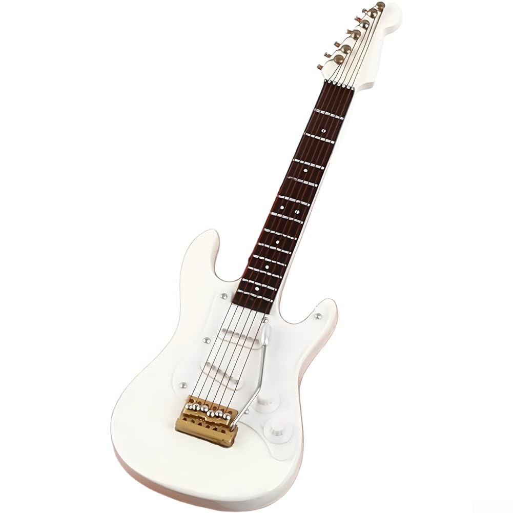 Guitare miniature en bois de 14 cm non jouable – Réplique d’instruments détaillés pour la maison et le bureau (blanc) - Les Beatles, Paul McCartney, John Lennon, RIngo Starr, George Harrison Guitare miniature en bois de 14 cm non jouable – Réplique d'instruments détaillés pour la maison et le bureau (blanc)