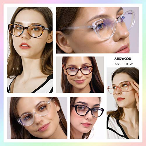 Image of ANDWOOD Blue Light Blocking Glasses Women Bluelight Blocker Computer Cateye Clear Cat Eye Eyeglasses Frame AR003