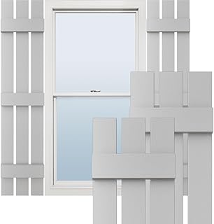 Ekena Millwork Lifetime Vinyl LS3S12X05500PG Standard Three Board Spaced, Board-n-Batten Vinyl Shutters, w/Installation Shutter-Lok's & Matching Screws (Per Pair), 12"W x 55"H, Paintable