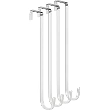 Mars-Rock Over The Door Hooks 4 Pcs L=12" Fit 1 3/8" Door White Plastic Coating for Hanging Towel Robe Hanger for Bathroom Dorm Room Bunk Bed Wreath Ironing Board Holder Cute Thin Single Heavy Duty