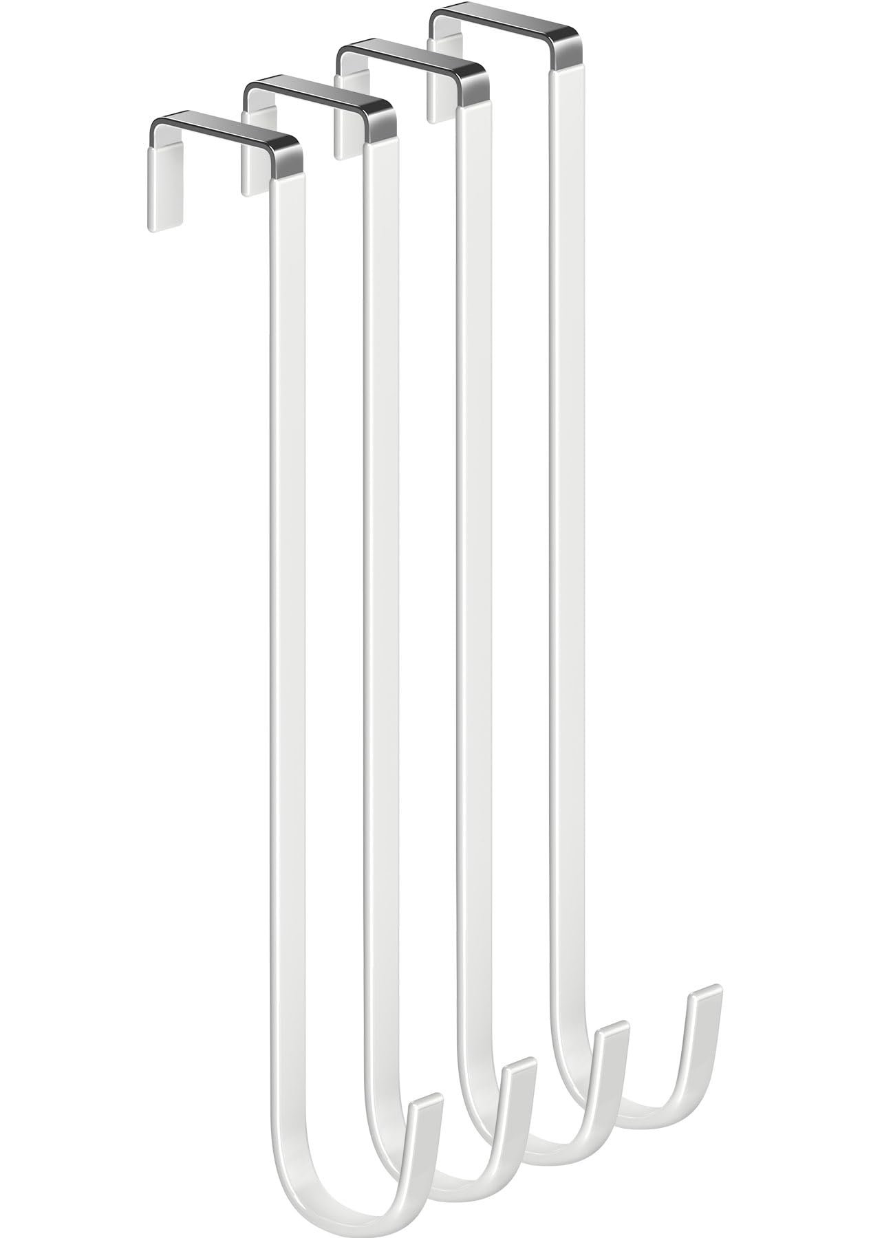 Photo 1 of Single Long Over Door Steel Hooks 4 Pack Fit 1-3/8" Door 12" White