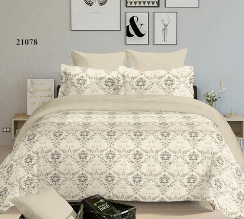 Image of Super Bedzz by Prihaal Decor Cotton Double Size Bedsheet with 2 Pillow Cover Size:108x108 (Cream 2) bedsheet for Double Bed, Cotton Double bedsheet, Suitable for Bedroom, Gift Set
