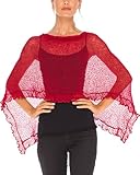 SHU-SHI Poncho transparente para mujer, ligero, de punto, con volantes, Arándano, Talla única