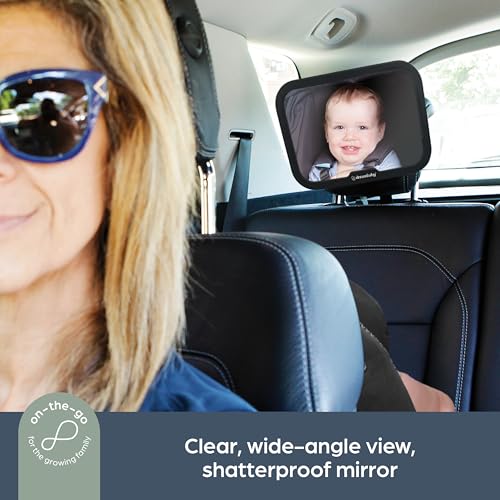 Image of Dreambaby 360 Adjustable Baby Car Mirror - Extra Wide Convex View - Shatter-Resistant Acrylic Double Strap Headrest Mount - Rear Facing Infant Backseat Mirror for Car (Pack of 2)