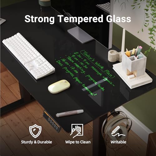 Image of Claiks Glass Standing Desk 48x24 Inch Black