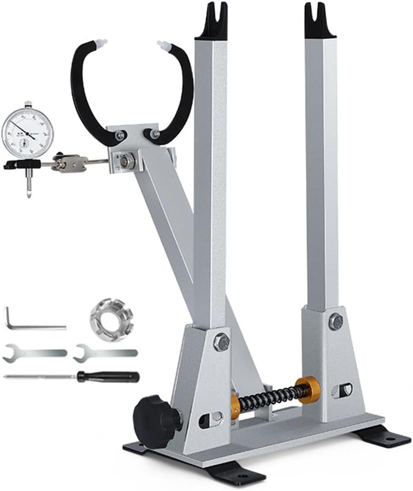 Bicycle Wheel Truing Stand, Aluminum Wheel Truing Stand with Dial Indicator Gauge for 16-29 Inch Wheels and 700C Wheels [Width 55MM-170MM]