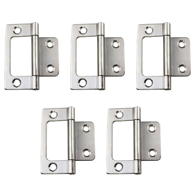 5Pcs Silver Flush Hinges 2inches Entry Door Hinges for Cabinet,Drawer Internal Door, Sliver