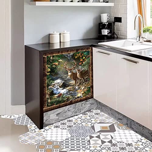 Yourkey Forest Deers Magnet Dishwasher Cover, Autumn Rustic Floral Decor Refrigerator Magnets Fall Decorative Funny Animal Fridge Magnetic Kitchen Decal Vinyl Panel Decorative, 23 Inwx26 Inh #TOP3