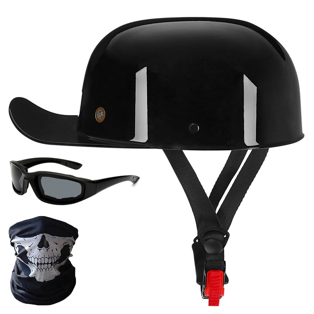 Bygmwep Men's D Retro Motorcycle Half Helmet, Baseball Cap Open Face Motorbike Helmet, Ece Certification Adult Wo Helmet, With Quick Release Buckle, For Bicycle Cruiser Scooter M~Xl