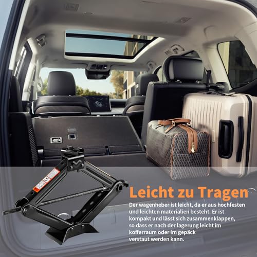 kefflum Scherenwagenheber, 1500 kg Wagenheber Professioneller Scherenwagenheber wagenheber scheren...