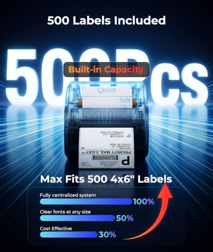 Image of Phomemo D520BT Shipping Label Printer with 500 Pcs Labels