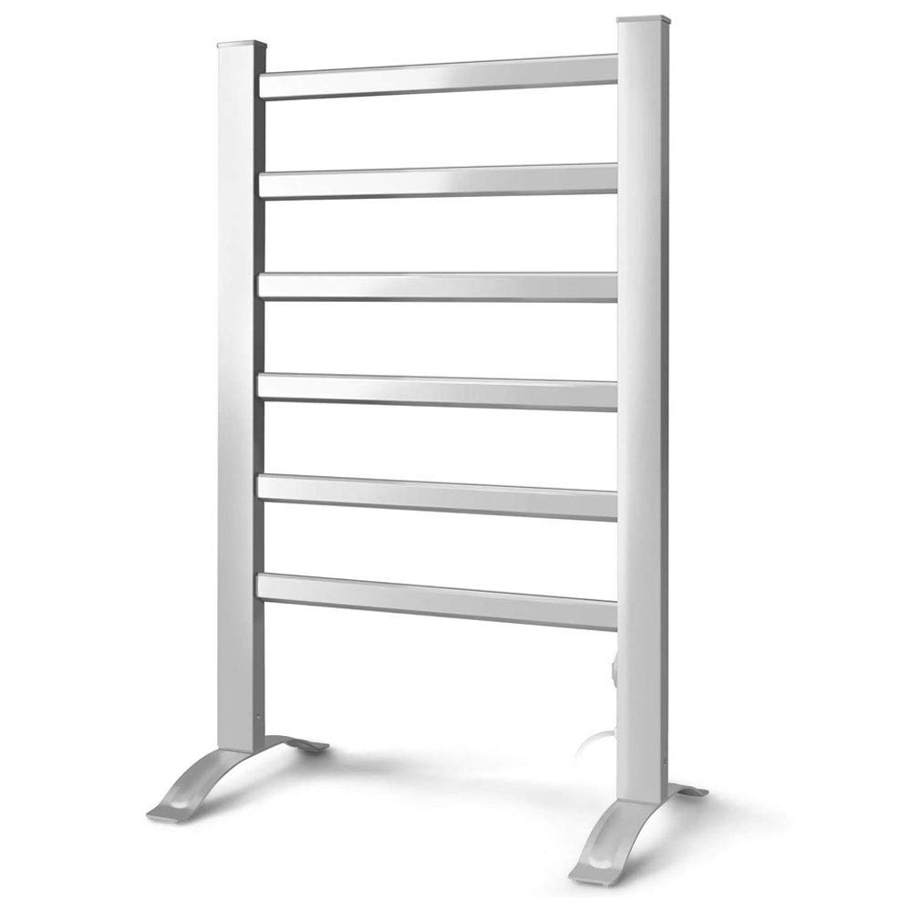 Bakaji Scaldasalviette Termoarredo Elettrico da Bagno 2in1 da Terra e Parete Asciugabiancheria Portasciugamani con Elementi in Alluminio Riscaldanti (6 elementi)