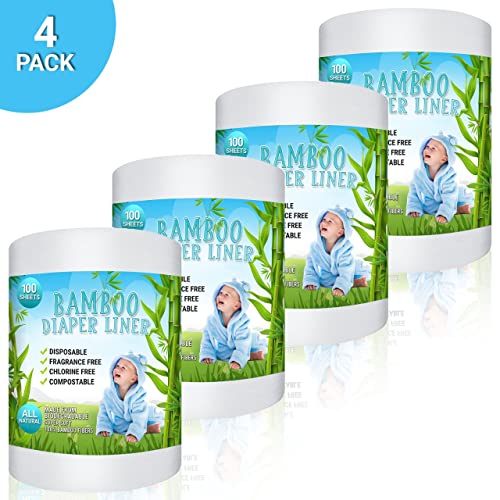 Image of Disposable Cloth Bamboo Diaper Liners - Eco-Friendly, Fragrance Free & Chlorine Free, Flushable Biodegradable Reusable Liners for Cloth Diaper 100 Sheets per roll