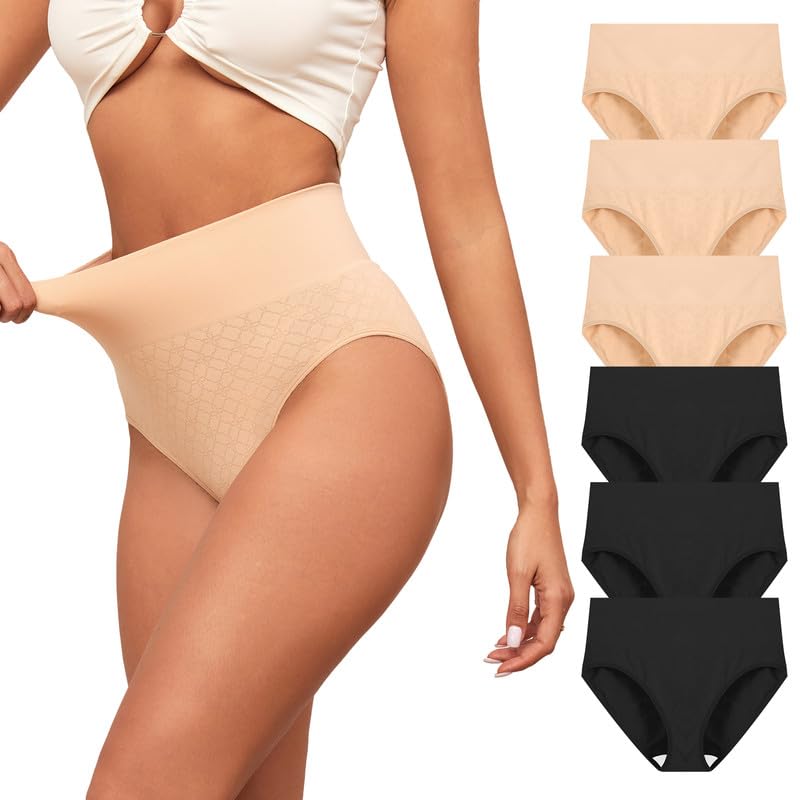 High Waisted Underwear for Women Tummy Control Panties Seamless Breathable Full Coverage Women's Briefs Multipack